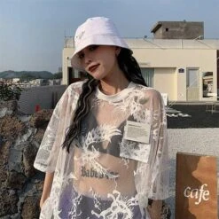 Yuna See Through Oversized Shirt -Gothic Clothing Store 4 0e98e6b0 9bc8 4e8a 94c9 78c4a8db22ba