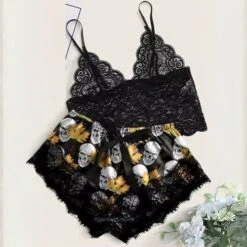 Spooky Chic Skeleton Print Lace Pajamas -Gothic Clothing Store 4 193177c0 fa57 40fa 9fa6 7cf7d5bd5dc5