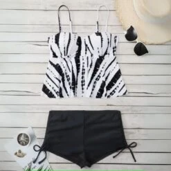 Retro Chic High-Waist Tankini Set With Shorts -Gothic Clothing Store 4 735339f0 3c25 4c38 8968 c5bd83716011