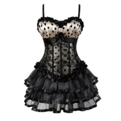 Polka Dot Overbust Corset Dress -Gothic Clothing Store 4 c3190496 cd3d 4367 b17b 9d628c2b6a2c
