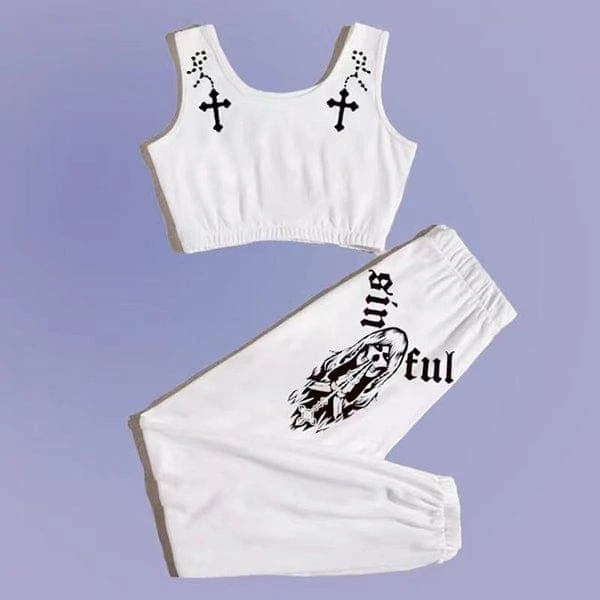 Just Kill Me Crop Top Jogger Set 2 Just Kill Me Crop Top Jogger Set - Image 2
