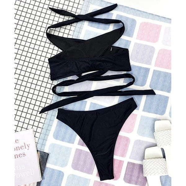 Aubree Crisscross Halter Wrap Bikini Set 5 Aubree Crisscross Halter Wrap Bikini Set - Image 5