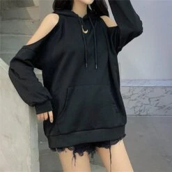 Moon Mystery Cold Shoulder Hoodie -Gothic Clothing Store 5 04d1f66b ef87 4a1e b45f 202c9b3249b4