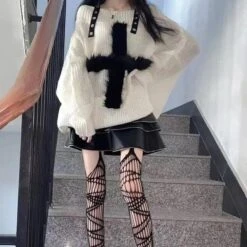 Cross The Line Off-Shoulder Sweater 14 Cross The Line Off-Shoulder Sweater -Gothic Clothing Store 5 0a1e56c5 e769 4fd5 8689 decb8d688cca