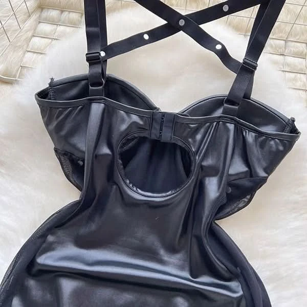 Dominatrix Dreams Lingerie Leather-Look Bodycon Night Dress 6 Dominatrix Dreams Lingerie Leather-Look Bodycon Night Dress - Image 6