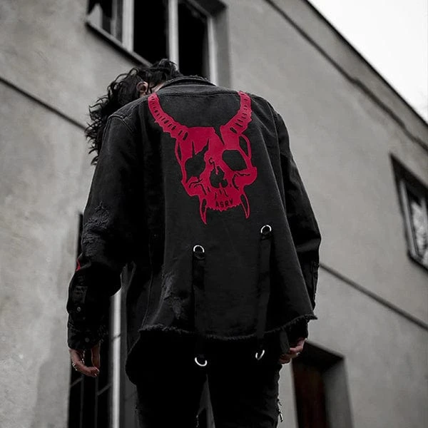 Red Skull Denim Jacket 2 Red Skull Denim Jacket - Image 2