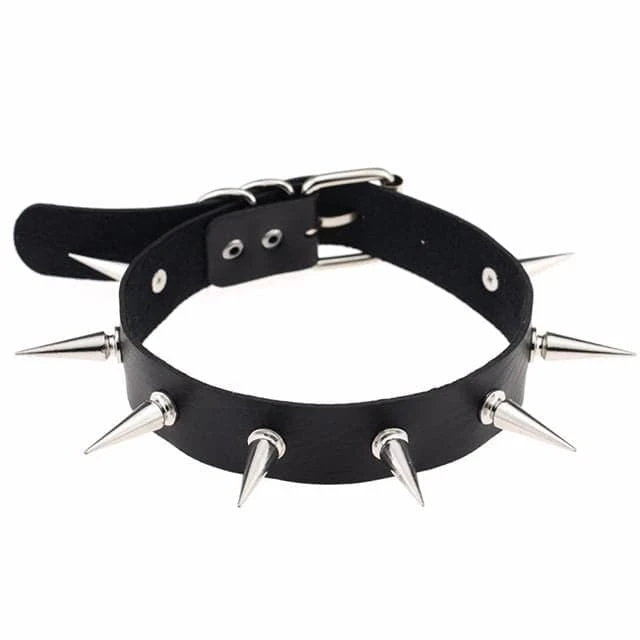 Silver Spiked Leather Choker 8 Silver Spiked Leather Choker - Image 8