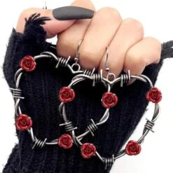 Rose Barbed Wire Heart Earrings -Gothic Clothing Store 5 ea840a34 0a7c 4a8f b72f 7f800ddf960a