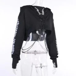 Reflective Cropped Chained Hoodie -Gothic Clothing Store 6 208aac62 6578 4142 a313 3acf652eb832