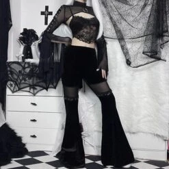 Dark Vixen Velvet Flare Pants -Gothic Clothing Store 6 35ac73d9 f7de 4b81 a49a 139edfa4e15c