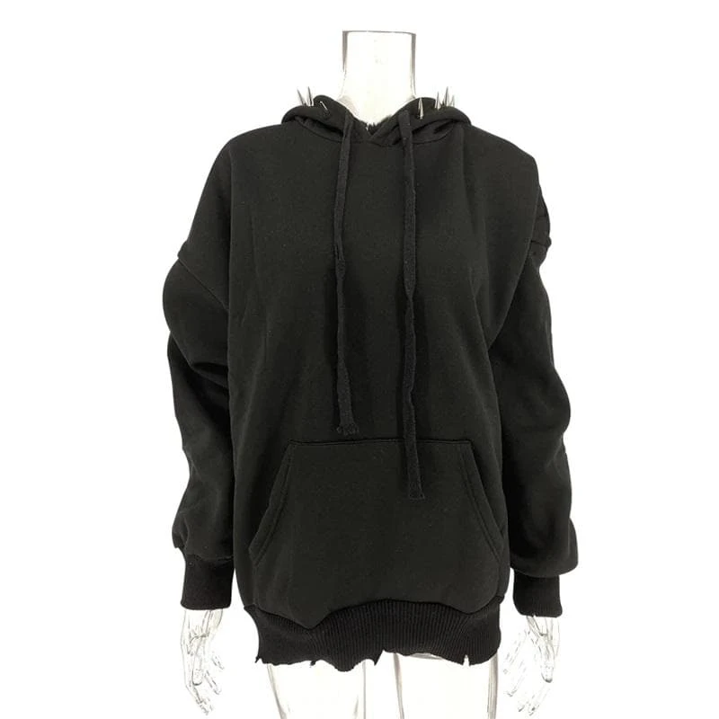 Spikey Gothic Black Hoodie 2 Spikey Gothic Black Hoodie - Image 2
