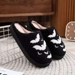 Spooky Bat Pattern Plush House Slippers -Gothic Clothing Store 6 b6e35708 159b 4e82 a74b 31f009063605