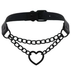 Chained Heart Gothic Leather Choker -Gothic Clothing Store 6 d42011bd 7924 4503 9ef2 6f953261ae79