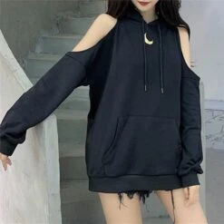 Moon Mystery Cold Shoulder Hoodie -Gothic Clothing Store 7 2d101626 28aa 4e84 b1aa 08c2ae72bfe5