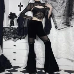 Dark Vixen Velvet Flare Pants -Gothic Clothing Store 7 51900093 b69f 43aa b394 8e5db05c0734
