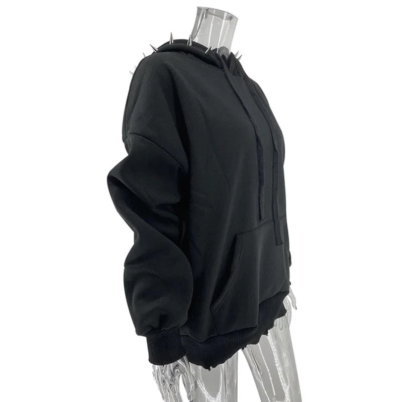 Spikey Gothic Black Hoodie 4 Spikey Gothic Black Hoodie - Image 4