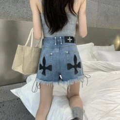 Lil Freak Fringe Denim Shorts -Gothic Clothing Store 7 76783ff1 dd07 4eaa 99c8 03401dfe4e16