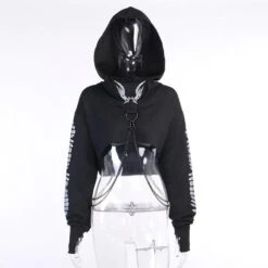 Reflective Cropped Chained Hoodie -Gothic Clothing Store 7 fad949f5 3783 403e b774 7932bb5d0b02