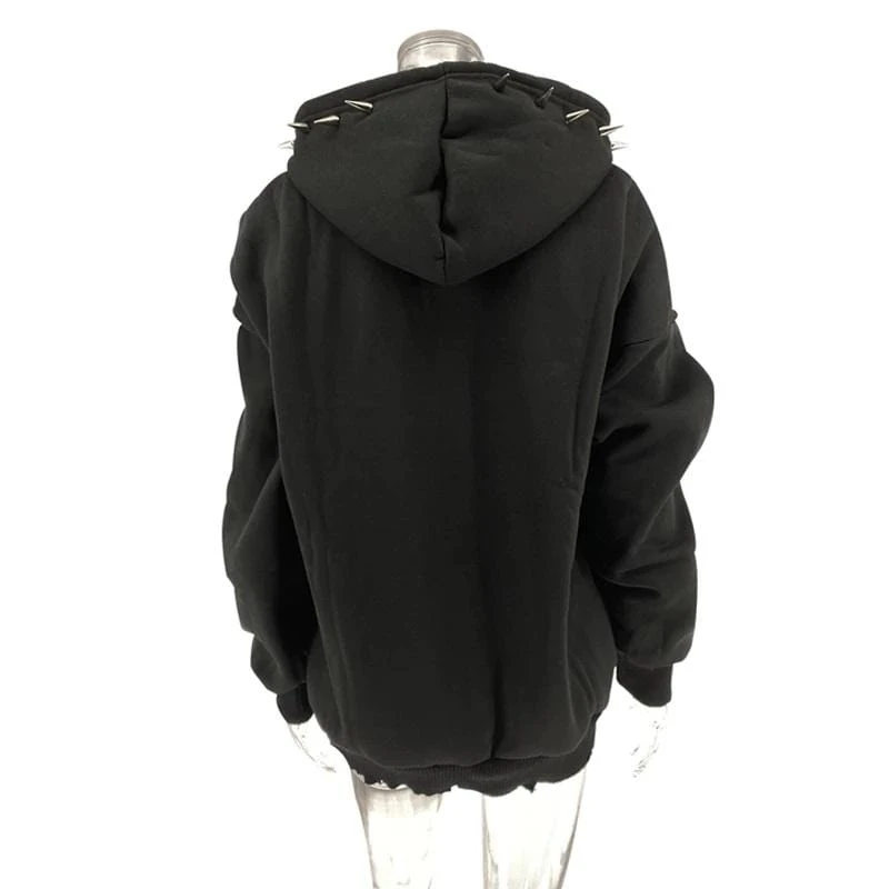 Spikey Gothic Black Hoodie 5 Spikey Gothic Black Hoodie - Image 5
