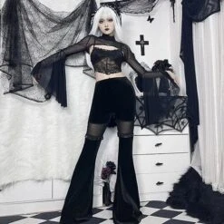 Dark Vixen Velvet Flare Pants -Gothic Clothing Store 8 5ea066c9 165e 4da9 a81c 99ab1ad0ec73