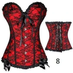 Plastic Boned Gothic Waist Trainer Corsets -Gothic Clothing Store 8 Red