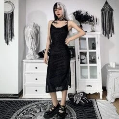 Black Leopard Midi Dress -Gothic Clothing Store 9 5ed830d5 3d36 461f 8528 75366befc21c