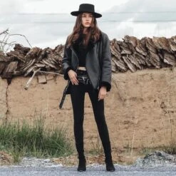 Abysmal Leather Goth Jacket -Gothic Clothing Store Abrigo de piel de invierno para mujer Chaqueta corta de piel de cordero negra para mujer.jpg Q90.jpg 4