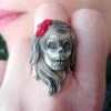 Catrina Muertos Skull Ring