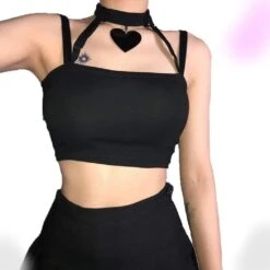 Black Heart Choker Top