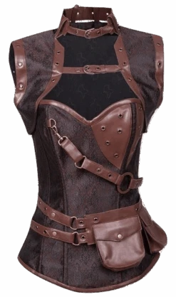 Gothic/SP Tribulations Steel Boned Corset -Gothic Clothing Store Brown PU Leather
