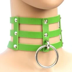 Caged Ring Choker -Gothic Clothing Store CageChoker green