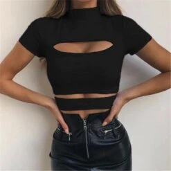 Perspective Slim Aesthetic Shirts -Gothic Clothing Store Camisetas ajustadas de manga corta para mujer camisetas sexys informales ajustadas a la moda jersey con.jpg Q90.jpg 4