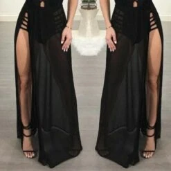 Flown Away Gothic Long Skirt -Gothic Clothing Store Faldas de malla de cintura alta para mujer falda transparente transparente de gasa para verano 2019.jpg Q90.jpg 1