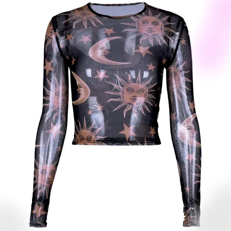 Gothic Sun Moon Mesh Top 1 Gothic Sun Moon Mesh Top