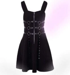 Gothic Vintage Retro Metal Chain Zipper Dress