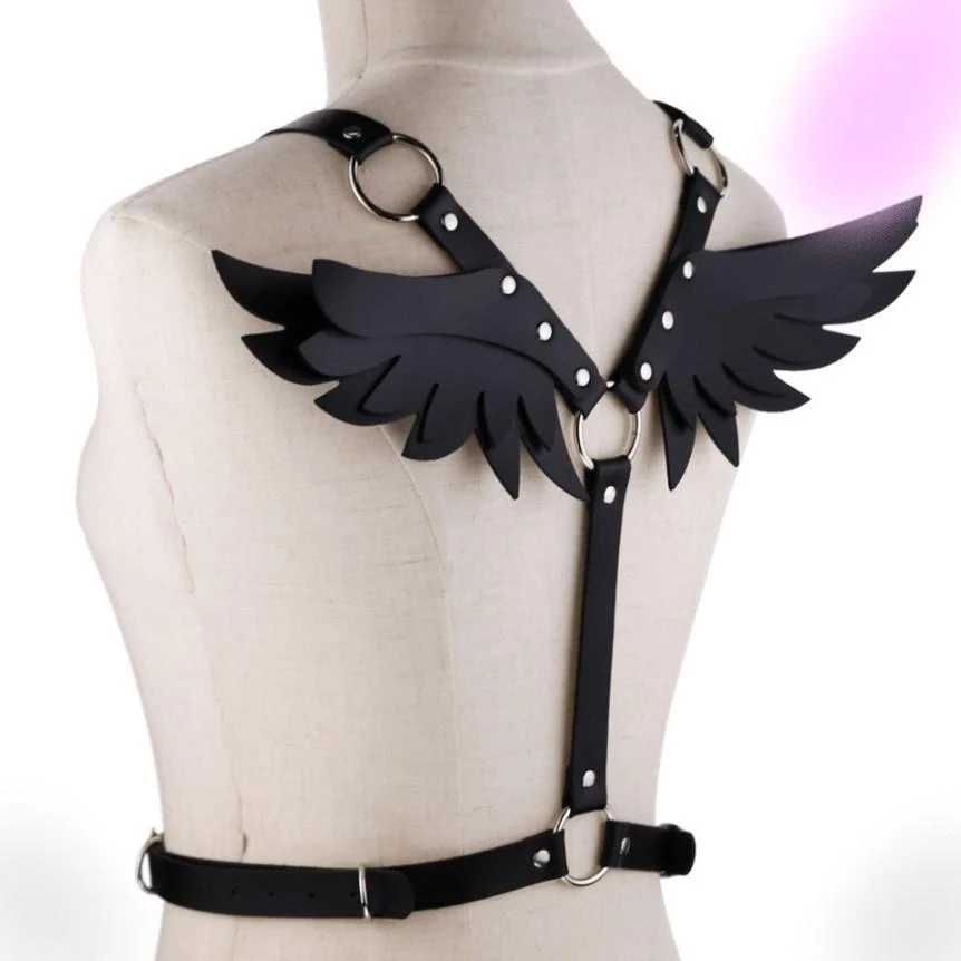Gothic Wings Leather Harness Bondage 1 Gothic Wings Leather Harness Bondage