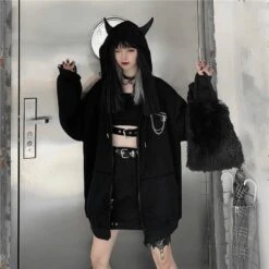 Fuzzy Devil Hoodie -Gothic Clothing Store H9319f6937b2043a0b9b67ea163c0a740K