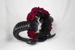 GOTHIC HORNS HEADDRESS WITH OPTIONAL BLACK VEIL (ROSE RED) -Gothic Clothing Store IMG 7312