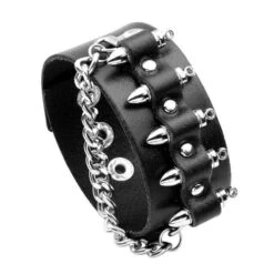 Holy Terror Leather Cuff Bracelet -Gothic Clothing Store Pulseira pesada de metal preta e marrom bracelete de couro masculino do caveira com declara o.jpg 640x640 10