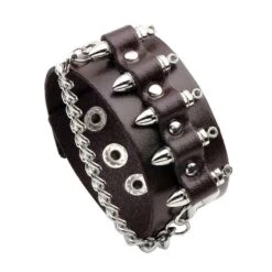 Holy Terror Leather Cuff Bracelet -Gothic Clothing Store Pulseira pesada de metal preta e marrom bracelete de couro masculino do caveira com declara o.jpg Q90.jpg 1