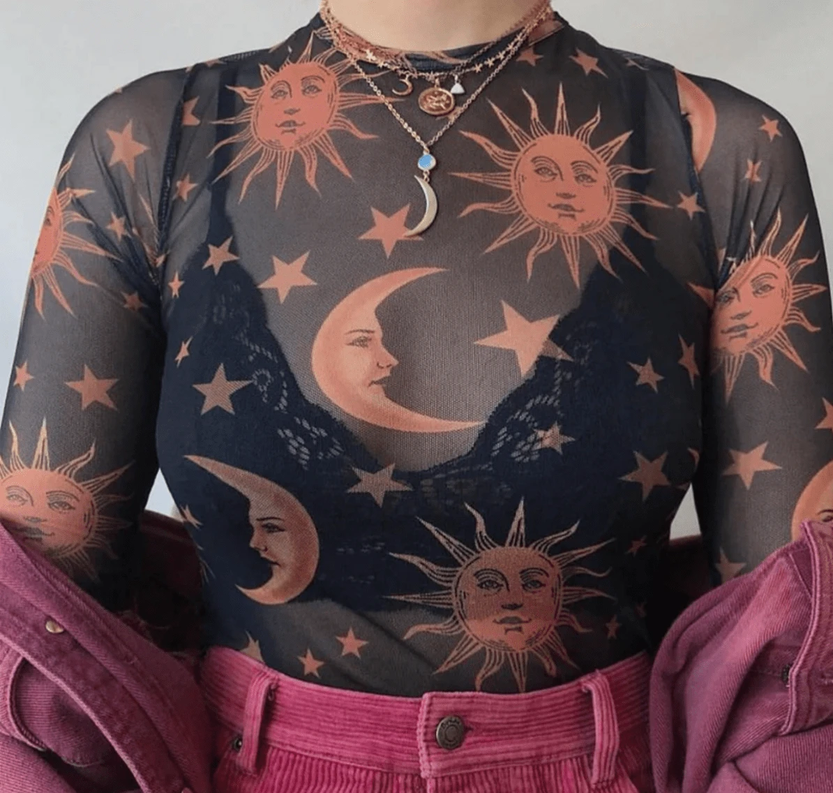 Gothic Sun Moon Mesh Top 3 Gothic Sun Moon Mesh Top - Image 3