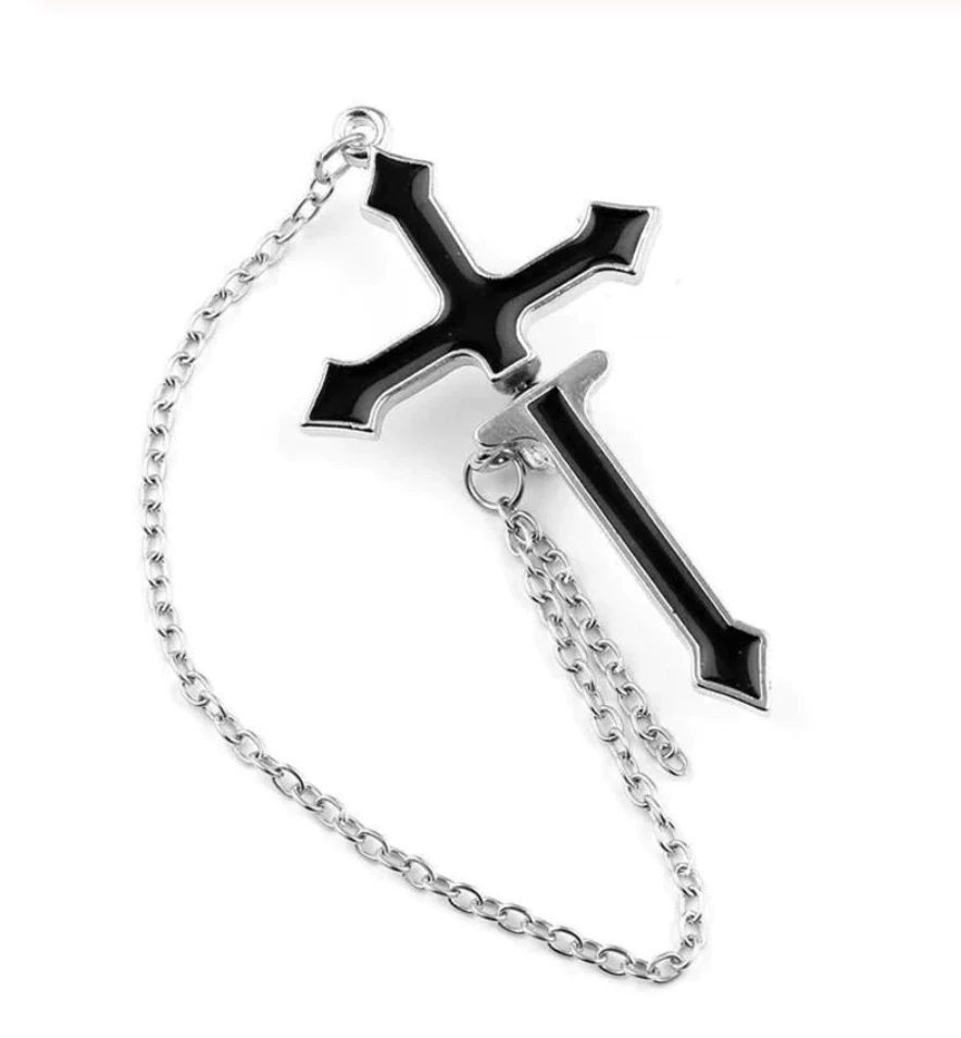 Black Cross Drop Earrings 3 Black Cross Drop Earrings - Image 3