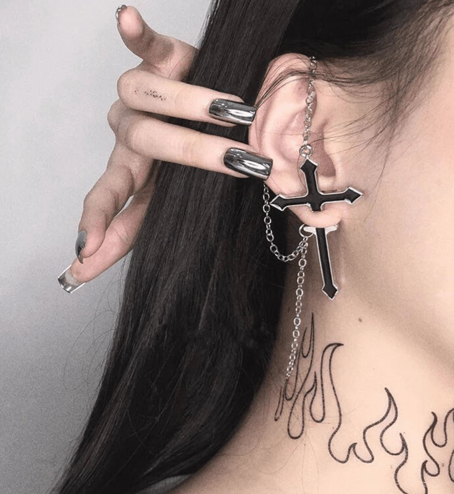 Black Cross Drop Earrings 1 Black Cross Drop Earrings