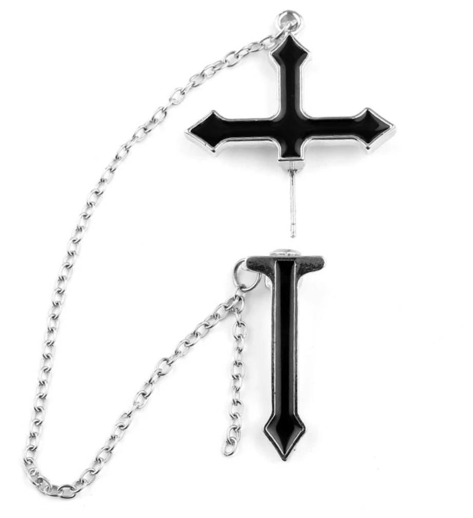 Black Cross Drop Earrings 4 Black Cross Drop Earrings - Image 4