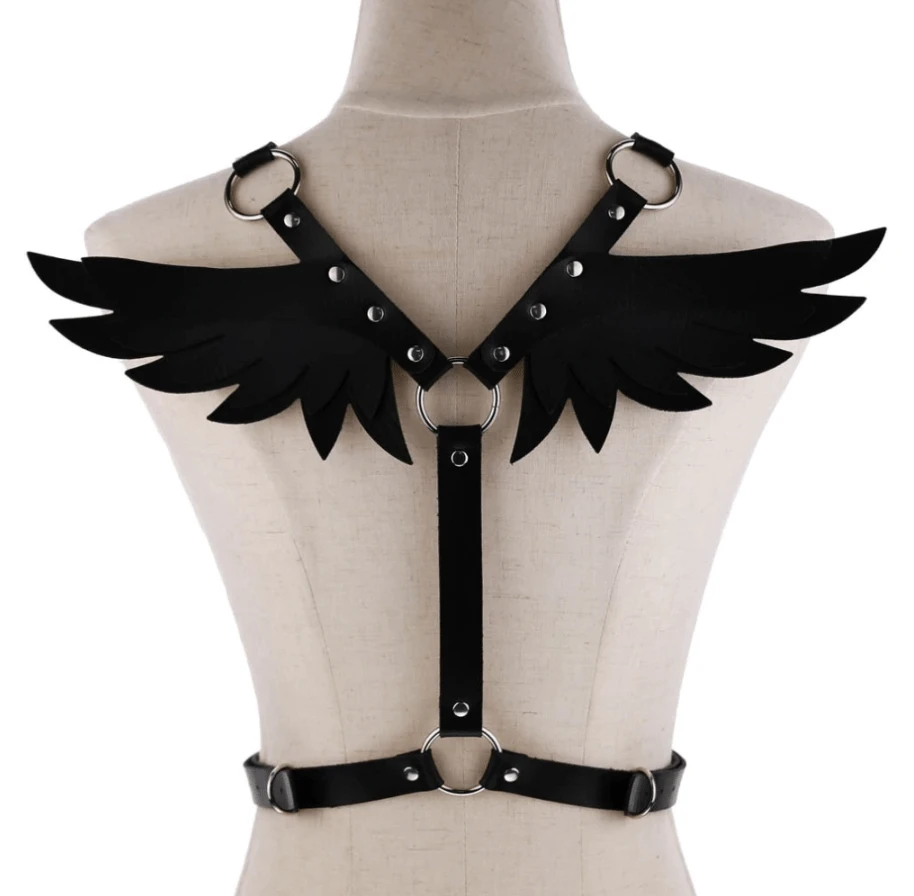 Gothic Wings Leather Harness Bondage 2 Gothic Wings Leather Harness Bondage - Image 2