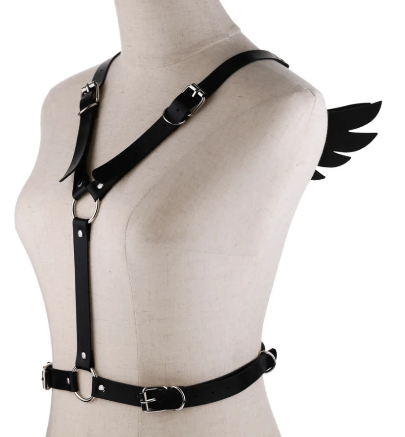 Gothic Wings Leather Harness Bondage 4 Gothic Wings Leather Harness Bondage - Image 4