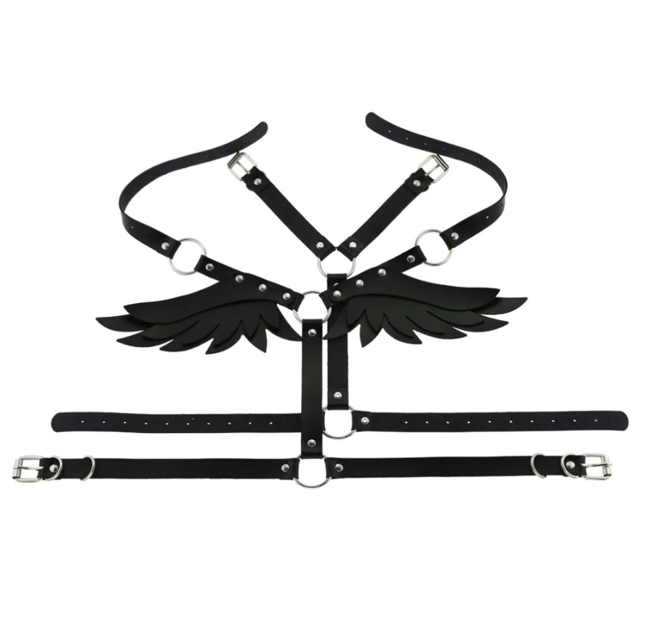 Gothic Wings Leather Harness Bondage 5 Gothic Wings Leather Harness Bondage - Image 5