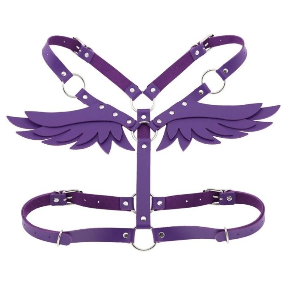 Gothic Wings Leather Harness Bondage 11 Gothic Wings Leather Harness Bondage - Image 11