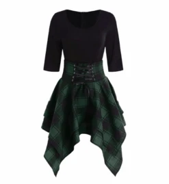 High Waist Plaid Asymmetric Mini Dress 11 High Waist Plaid Asymmetric Mini Dress -Gothic Clothing Store Screen Shot 2019 07 25 at 2.15.11 PM