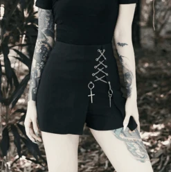 Cross High Waist Casual Shorts -Gothic Clothing Store Screen Shot 2019 09 20 at 11.05.03 AM